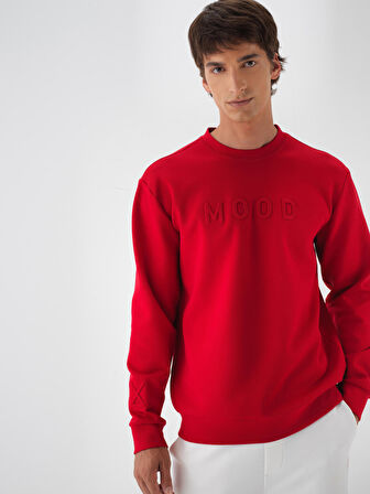 Xint Kırmızı Pamuk Dokulu Regular Fit Sweatshirt