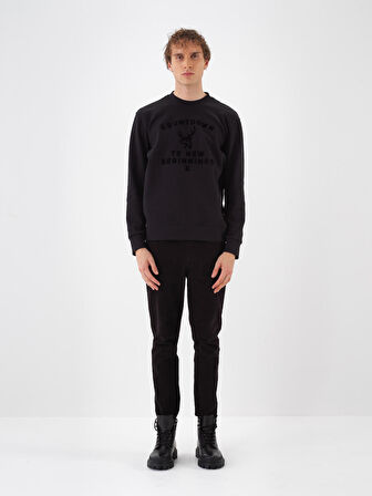 Xint Siyah Pamuk Dokulu Regular Fit Sweatshirt