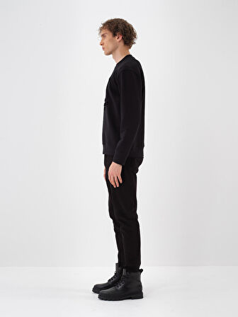 Xint Siyah Pamuk Dokulu Regular Fit Sweatshirt