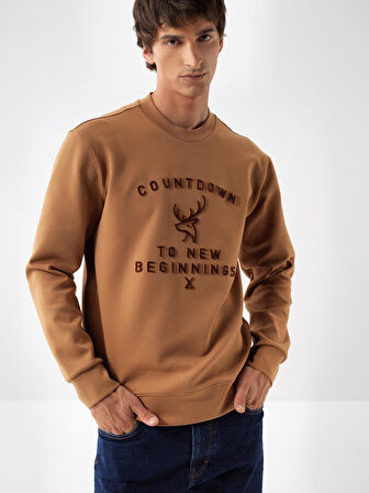Xint Camel Pamuk Dokulu Regular Fit Sweatshirt