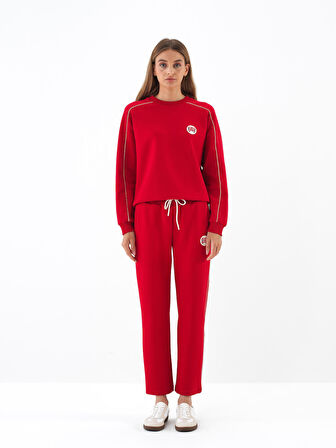 Xint Kırmızı Pamuk Dokulu Regular Fit Sweat Pantolon