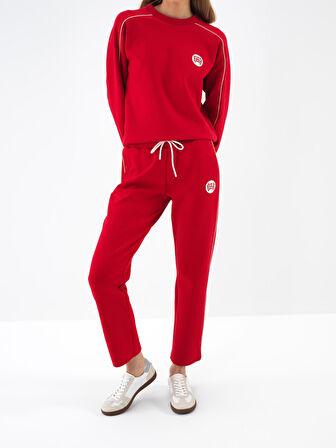 Xint Kırmızı Pamuk Dokulu Regular Fit Sweat Pantolon