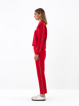 Xint Kırmızı Pamuk Dokulu Regular Fit Sweat Pantolon