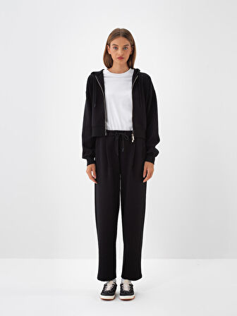 Xint Siyah Pamuk Dokulu Oversize Sweat Pantolon