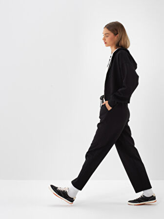 Xint Siyah Pamuk Dokulu Oversize Sweat Pantolon