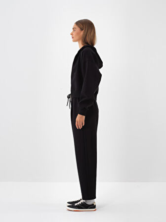 Xint Siyah Pamuk Dokulu Oversize Sweat Pantolon