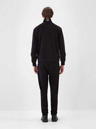 Xint Siyah Pamuk Dokulu Regular Fit Sweatmont