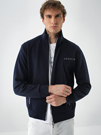 Xint Lacivert Pamuk Dokulu Regular Fit Sweatmont