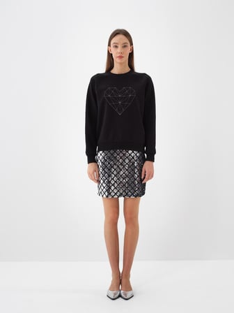 Xint Siyah Pamuk Dokulu Regular Fit Sweatshirt