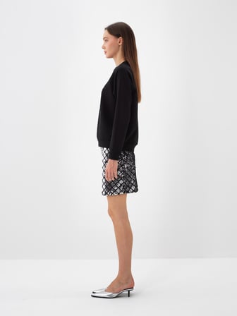 Xint Siyah Pamuk Dokulu Regular Fit Sweatshirt