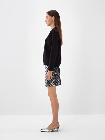 Xint Siyah Pamuk Dokulu Regular Fit Sweatshirt