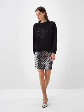 Xint Siyah Pamuk Dokulu Regular Fit Sweatshirt