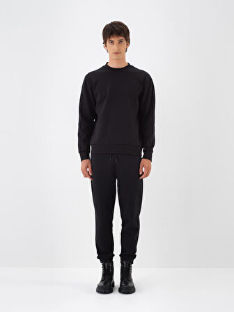 Xint Siyah Pamuk Dokulu Regular Fit Sweat Pantolon