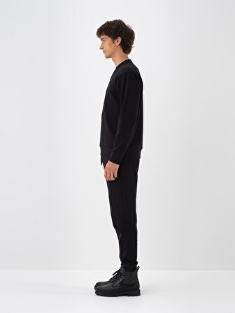 Xint Siyah Pamuk Dokulu Regular Fit Sweat Pantolon