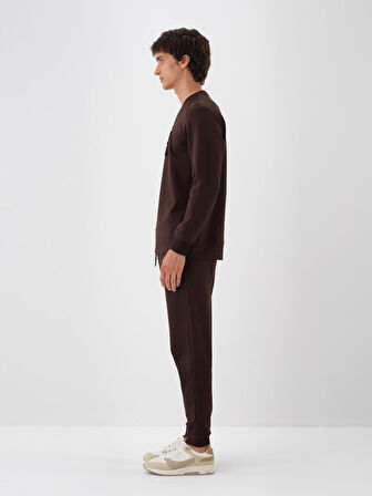 Xint Kahverengi Pamuk Dokulu Regular Fit Sweat Pantolon