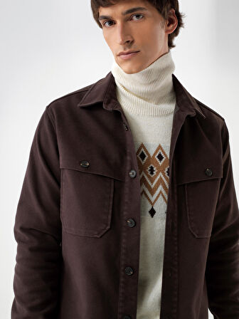 Xint Kahverengi Pamuk Dokulu Regular Fit Gömlek Ceket