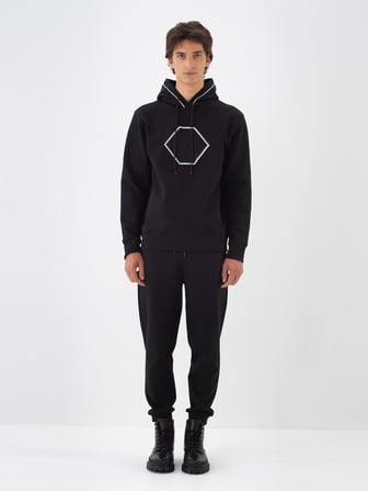 Xint Siyah Pamuk Dokulu Regular Fit Sweatshirt