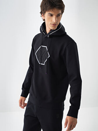 Xint Siyah Pamuk Dokulu Regular Fit Sweatshirt