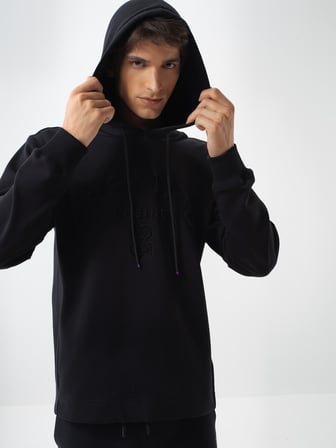 Xint Siyah Pamuk Dokulu Regular Fit Sweatshirt
