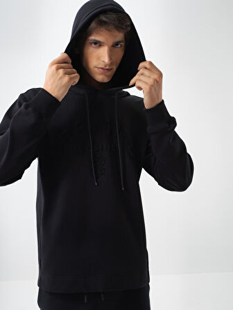 Xint Siyah Pamuk Dokulu Regular Fit Sweatshirt