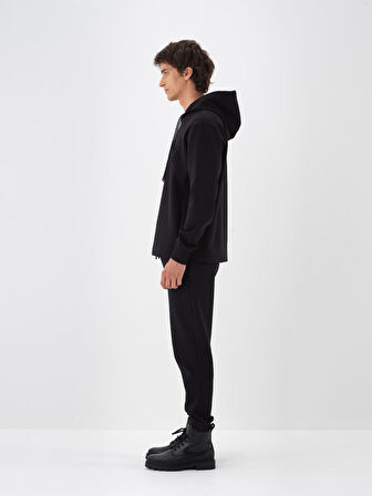 Xint Siyah Pamuk Dokulu Regular Fit Sweatshirt