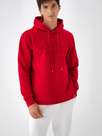 Xint Kırmızı Pamuk Dokulu Regular Fit Sweatshirt