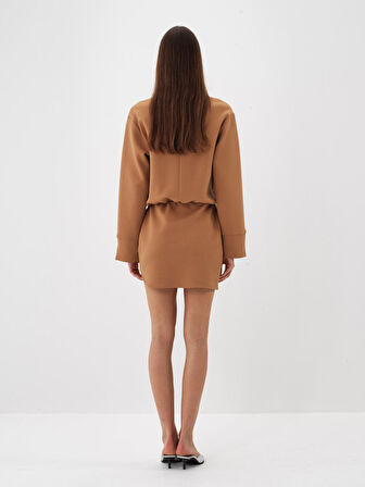 Xint Camel Pamuk Dokulu Oversize Elbise