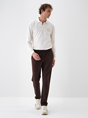 Xint Kahverengi Pamuk Dokulu Regular Fit Jogger Pantolon