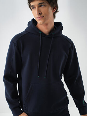 Xint Lacivert Pamuk Dokulu Regular Fit Sweatshirt