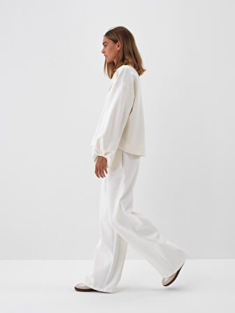 Xint Ekru Pamuk Dokulu Oversize Sweatshirt