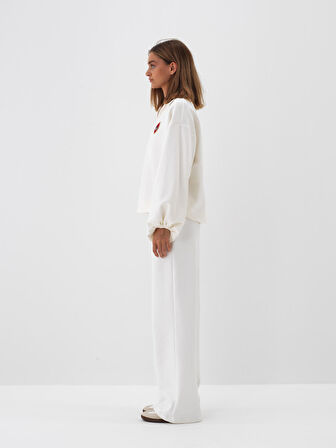 Xint Ekru Pamuk Dokulu Oversize Sweatshirt