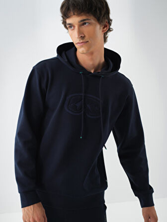 Xint Lacivert Pamuk Dokulu Regular Fit Sweatshirt