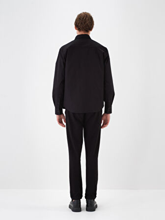 Xint Siyah Pamuk Dokulu Regular Fit Gömlek Ceket