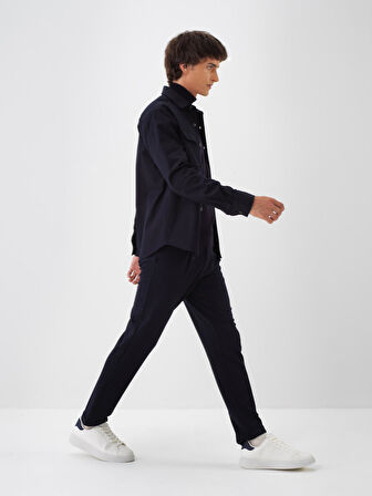 Xint Lacivert Pamuk Dokulu Regular Fit Gömlek Ceket