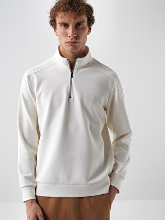 Xint Ekru Pamuk Dokulu Regular Fit Sweatshirt