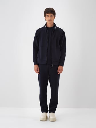 Xint Lacivert Pamuk Dokulu Regular Fit Sweatmont
