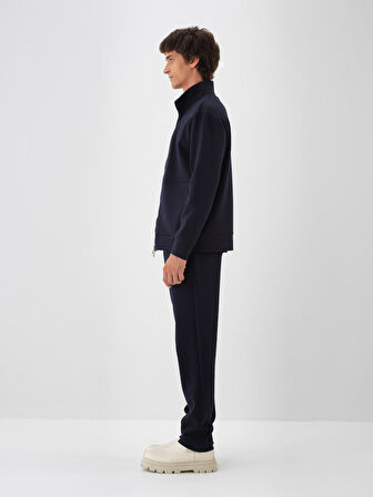 Xint Lacivert Pamuk Dokulu Regular Fit Sweatmont