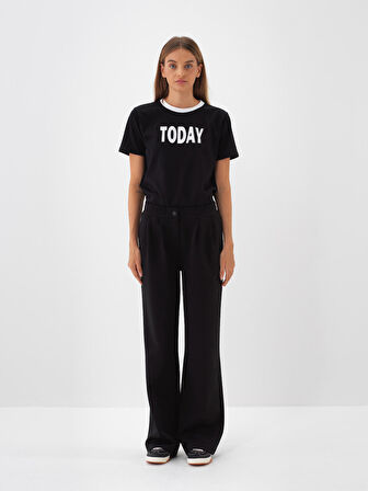 Xint Siyah Pamuk Dokulu Oversize Sweat Pantolon