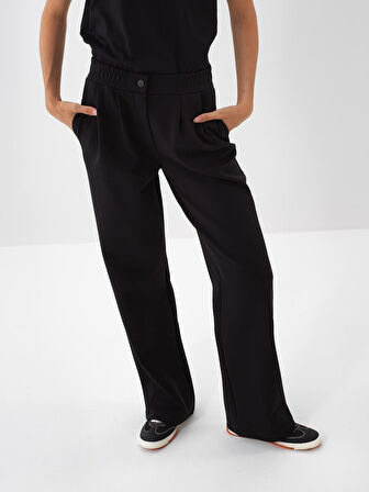 Xint Siyah Pamuk Dokulu Oversize Sweat Pantolon