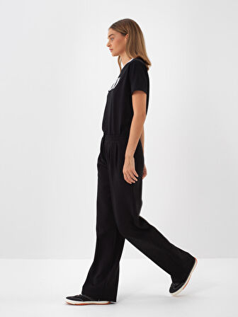 Xint Siyah Pamuk Dokulu Oversize Sweat Pantolon