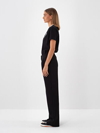 Xint Siyah Pamuk Dokulu Oversize Sweat Pantolon