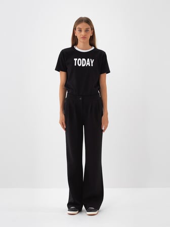 Xint Siyah Pamuk Dokulu Oversize Sweat Pantolon