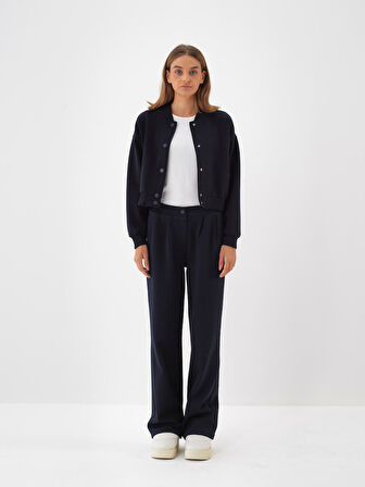Xint Lacivert Pamuk Dokulu Oversize Sweat Pantolon