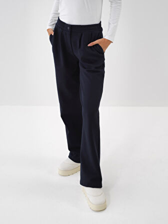 Xint Lacivert Pamuk Dokulu Oversize Sweat Pantolon