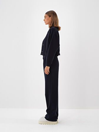 Xint Lacivert Pamuk Dokulu Oversize Sweat Pantolon