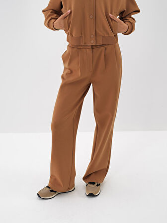 Xint Camel Pamuk Dokulu Oversize Sweat Pantolon