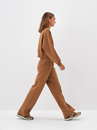 Xint Camel Pamuk Dokulu Oversize Sweat Pantolon