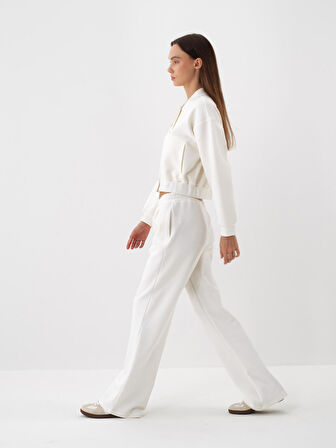 Xint Ekru Pamuk Dokulu Oversize Sweat Pantolon