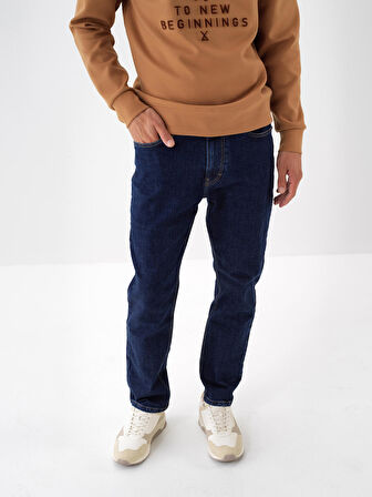 Xint İndigo Pamuk Dokulu Slim Fit Denim Pantolon