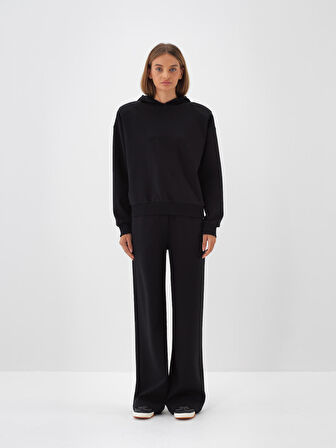 Xint Siyah Pamuk Dokulu Oversize Sweatshirt